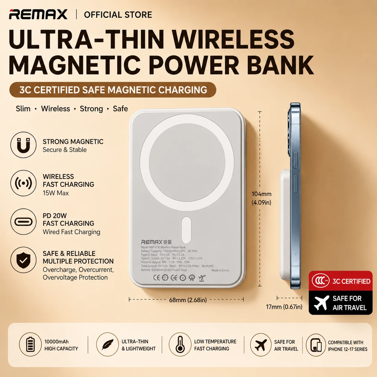 REMAX Ultra Slim Magnetic Wireless Power Bank – ButterFly BD image 2